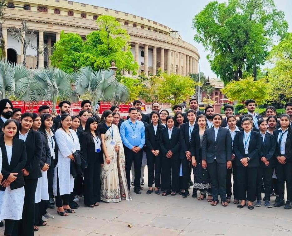 Ishan Institute of Law LLM students visiting the Parliament of India. front