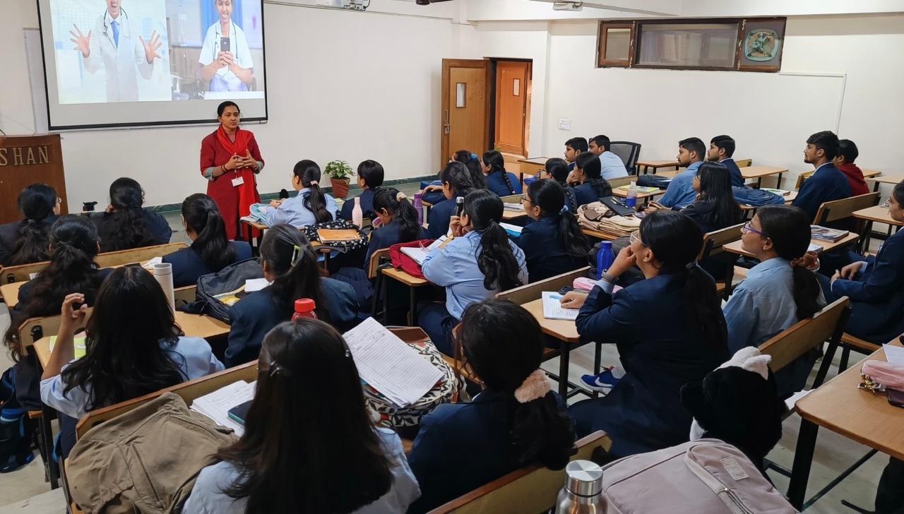 Auditorium with blue seating